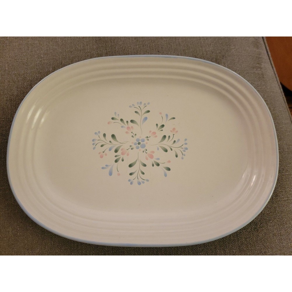 Yamaka Fascino Platter Dish Oval Serving Japan Stoneware Vtg Floral 12 1/2” Long